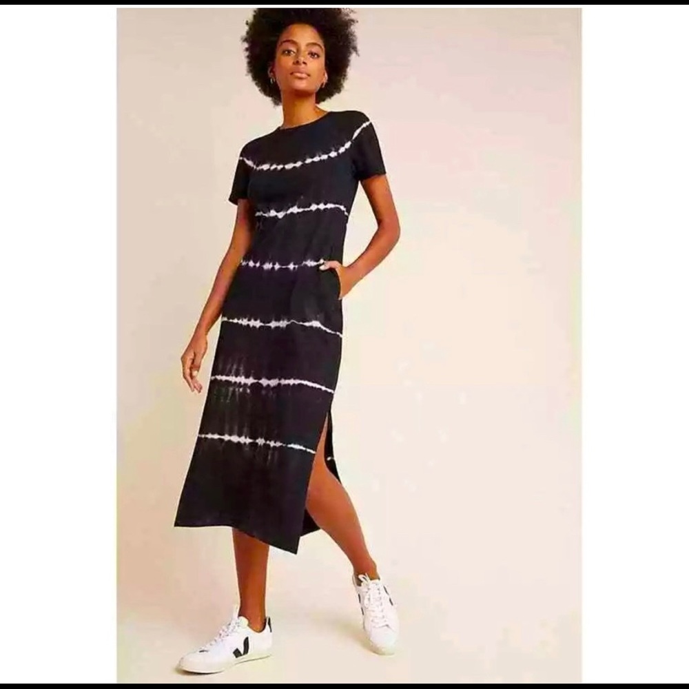Anthropologie Black and White Tie-Dye Dress